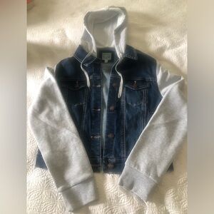 Hoodie sweatshirt denim jacket, size large by Wax Jean